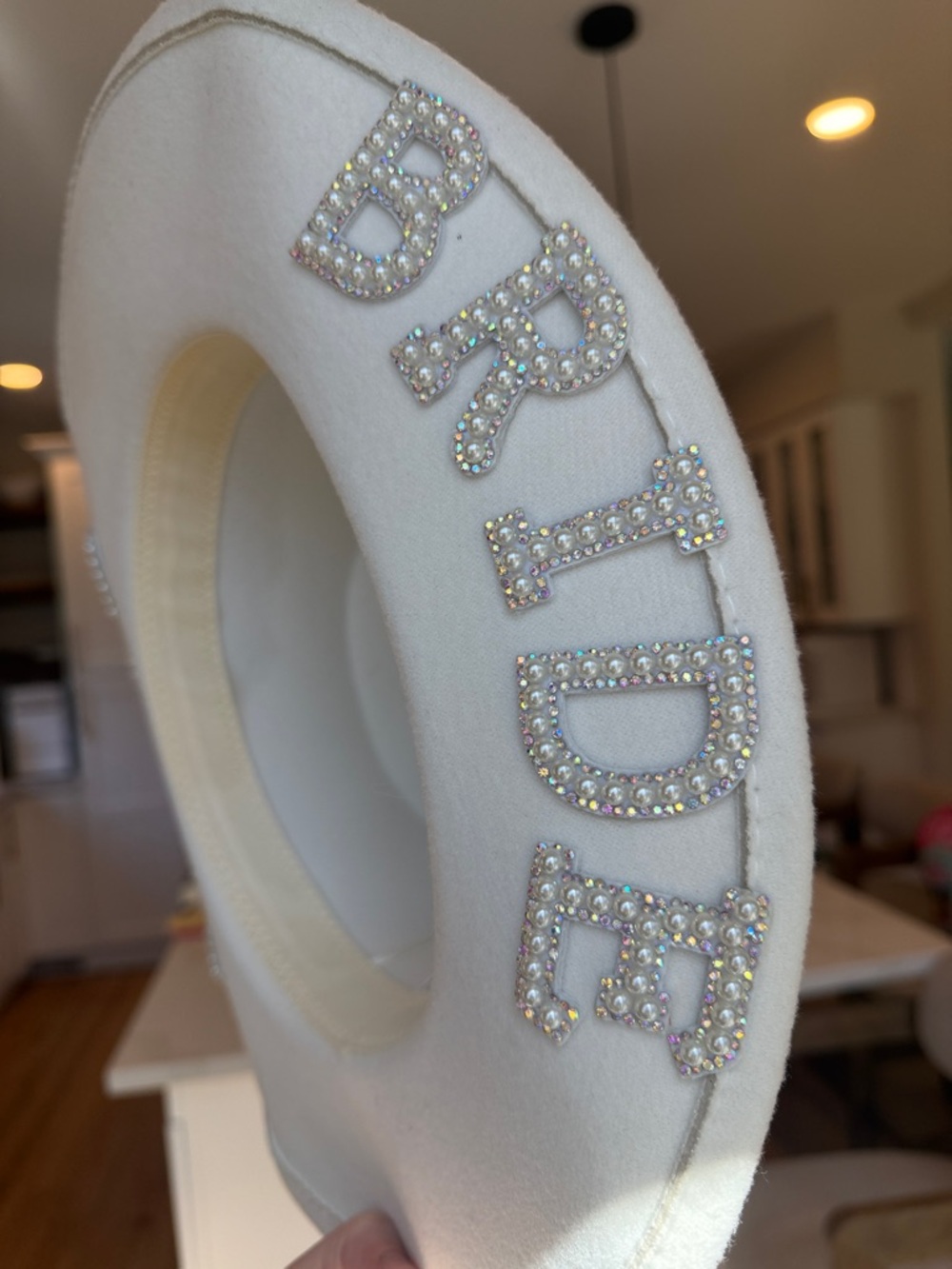 Pearl-Embellished BRIDE bag, sunglasses, and cowgirl hat in White - Picture 5 of 5
